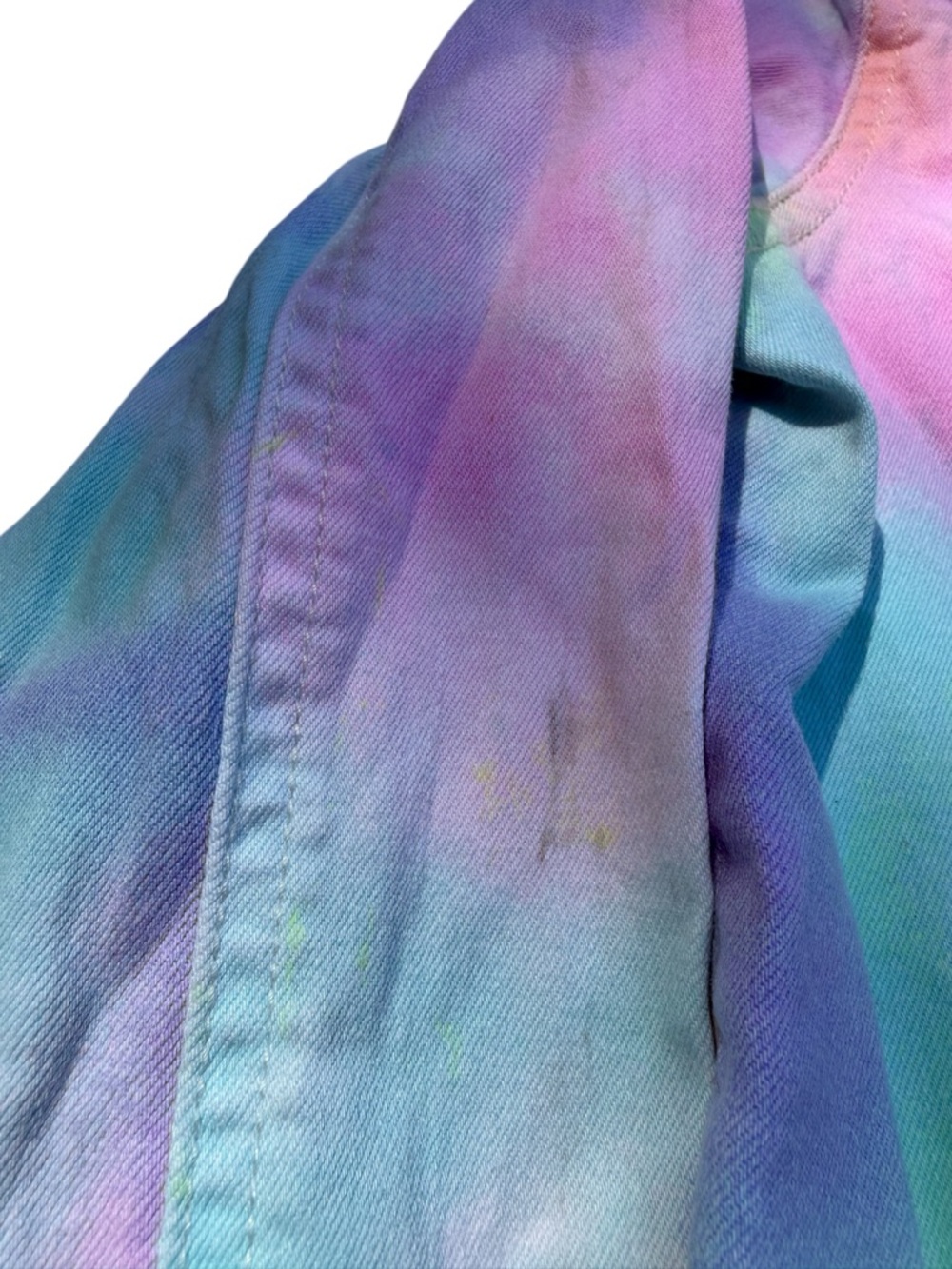 Fabkids Pastel Tie Dye Denim Jacket Girls L 10/12 Stretch Kidcore Aesthetic - Picture 12 of 13